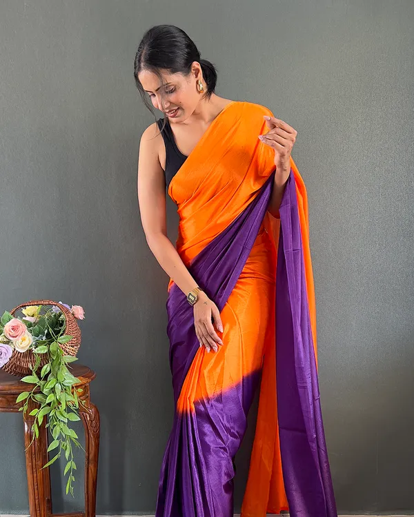 Orange_And_Purple_Color_1-Minute_Ready_To_Wear_Georgette_Saree_With_Blouse_Piece