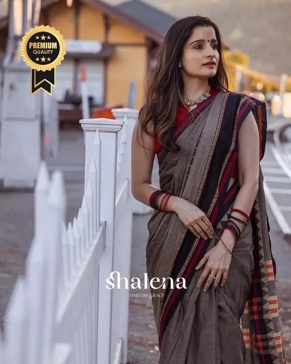 Brown_Color_1_-_Minute_Ready_to_Wear_Mulmul_Cotton_Saree_with_Blouse_Piece