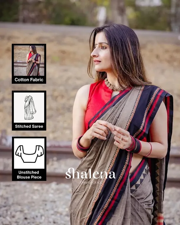 Brown_Color_1_-_Minute_Ready_to_Wear_Mulmul_Cotton_Saree_with_Blouse_Piece