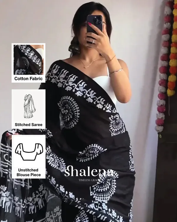 Black_Color_1_-_Minute_Ready_to_Wear_Mulmul_Cotton_Saree_with_Blouse_Piece