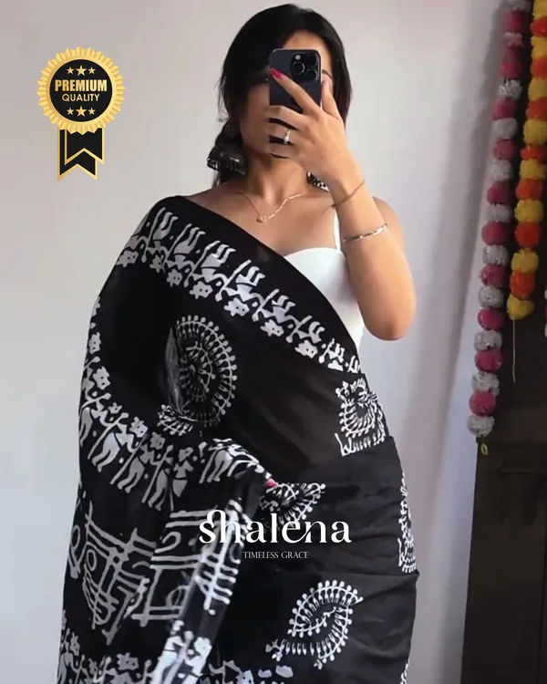 Black_Color_1_-_Minute_Ready_to_Wear_Mulmul_Cotton_Saree_with_Blouse_Piece