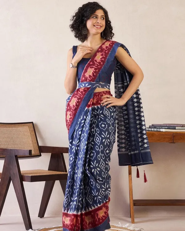 Purple_Color_Mulmul_Cotton_1_-_Minute_Ready_to_Wear_Saree_with_Pocket_and_Blouse_Piece