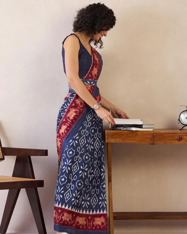 Purple_Color_Mulmul_Cotton_1_-_Minute_Ready_to_Wear_Saree_with_Pocket_and_Blouse_Piece