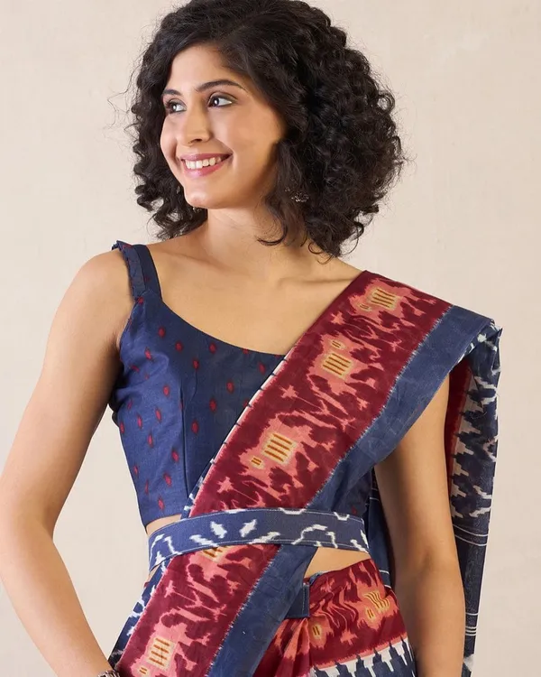 Purple_Color_Mulmul_Cotton_1_-_Minute_Ready_to_Wear_Saree_with_Pocket_and_Blouse_Piece