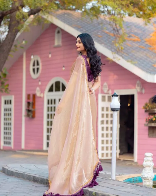 Orange_Color_Soft_Chinnon_Silk_Saree_with_Lace_Border_&_Blouse_Piece