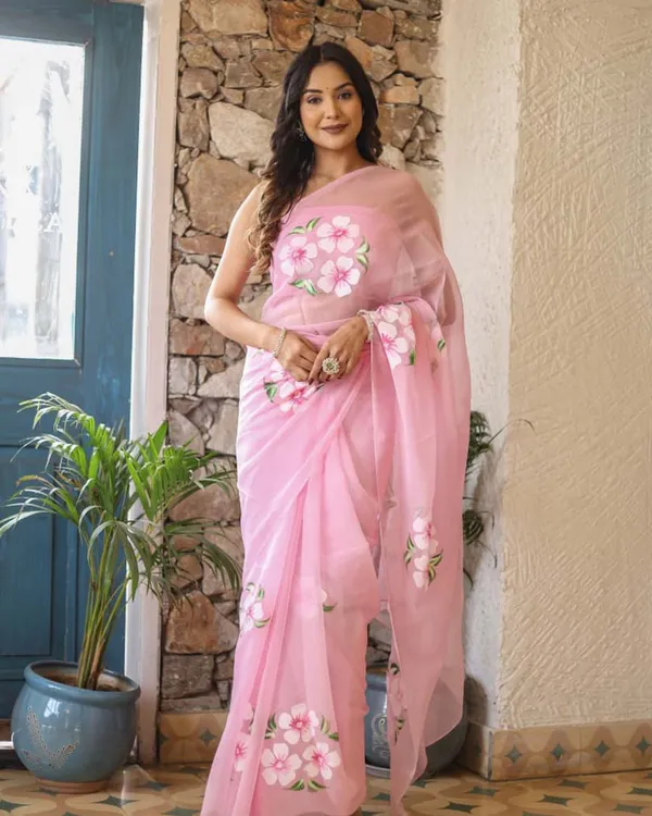 Pink_Color_Premium_1-Minute_Ready_To_Wear_Georgette_Saree_With_Blouse_Piece