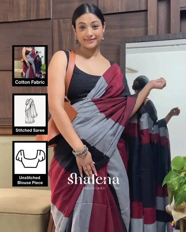 Grey_and_Maroon_Color_1_-_Minute_Ready_to_Wear_Mulmul_Cotton_Saree_with_Blouse_Piece