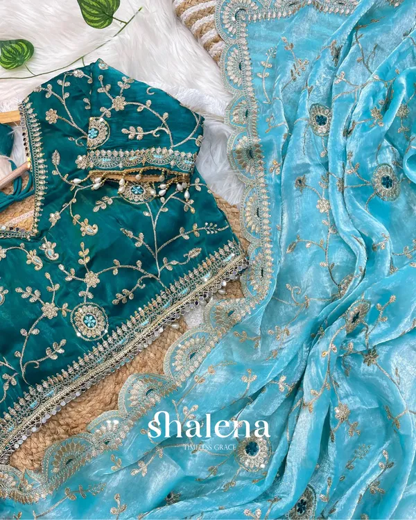 Prettiest_Sky_Fendy_Silk_Sequence_Embroidery_Work_Saree_With_Stitched_Blouse