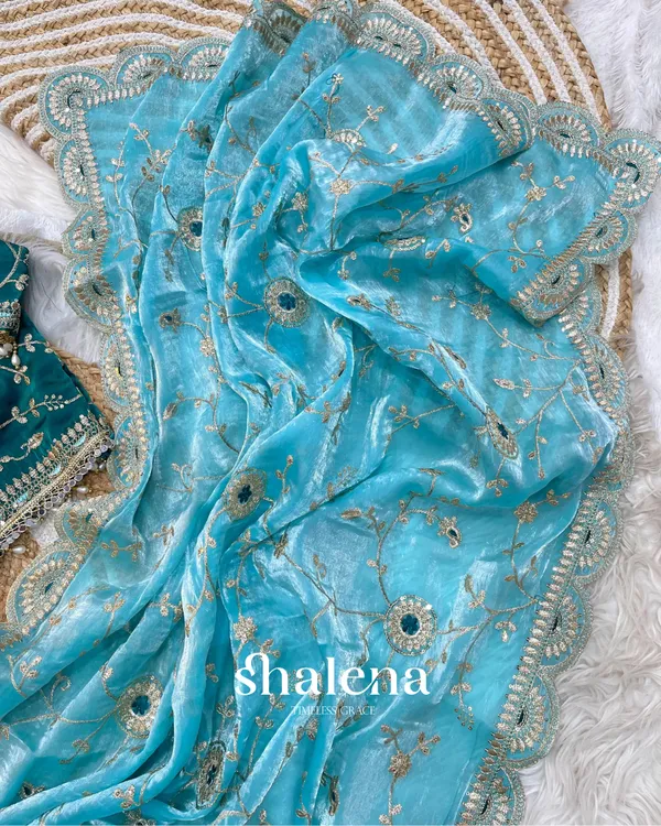 Prettiest_Sky_Fendy_Silk_Sequence_Embroidery_Work_Saree_With_Stitched_Blouse