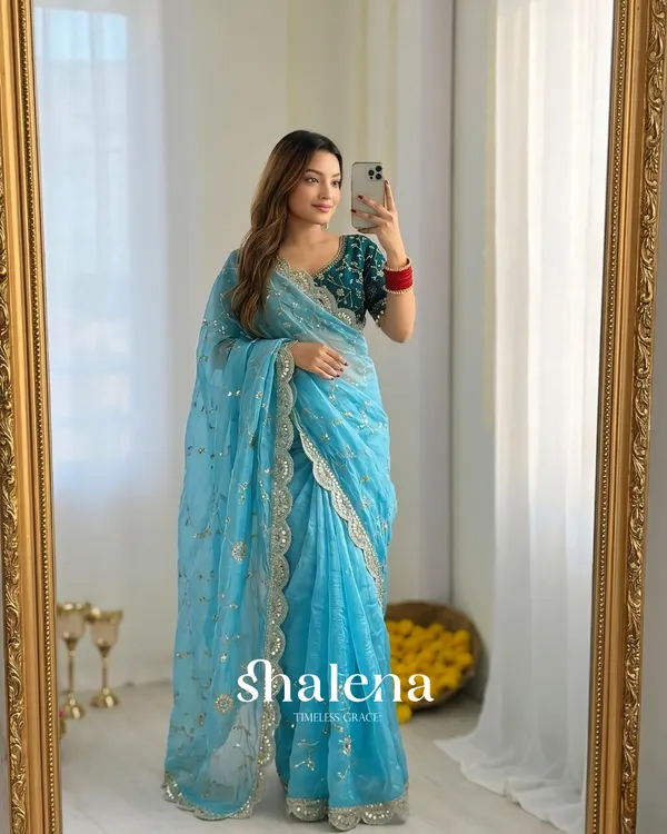 Prettiest_Sky_Fendy_Silk_Sequence_Embroidery_Work_Saree_With_Stitched_Blouse