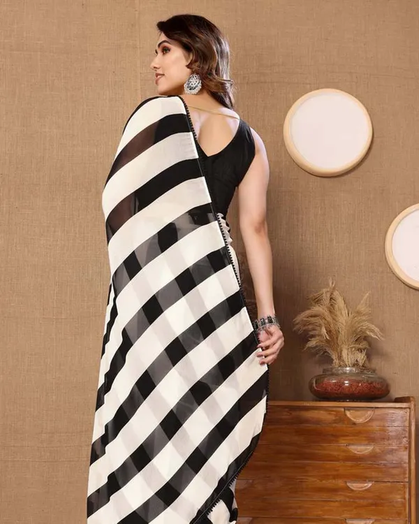 Black_and_White_Color_1-Minute_Ready_To_Wear_Georgette_Saree_With_Blouse_Piece