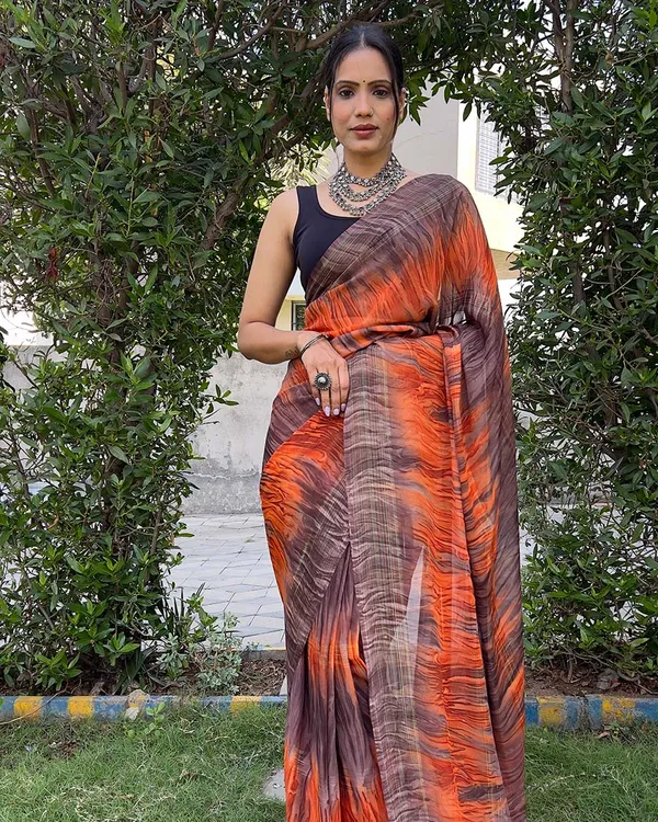 Orange_color_1-Minute_Ready_To_Wear_Naylon_Saree_With_Blouse_Piece