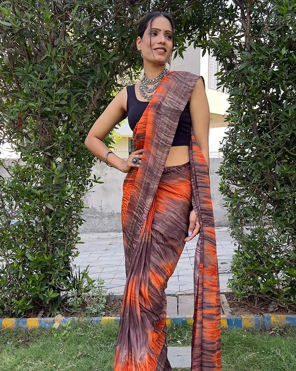 Orange_color_1-Minute_Ready_To_Wear_Naylon_Saree_With_Blouse_Piece