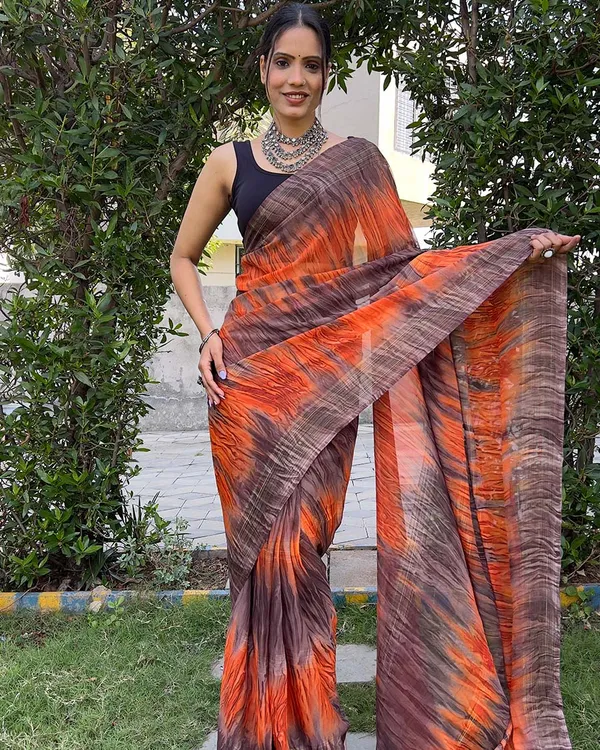 Orange_color_1-Minute_Ready_To_Wear_Naylon_Saree_With_Blouse_Piece