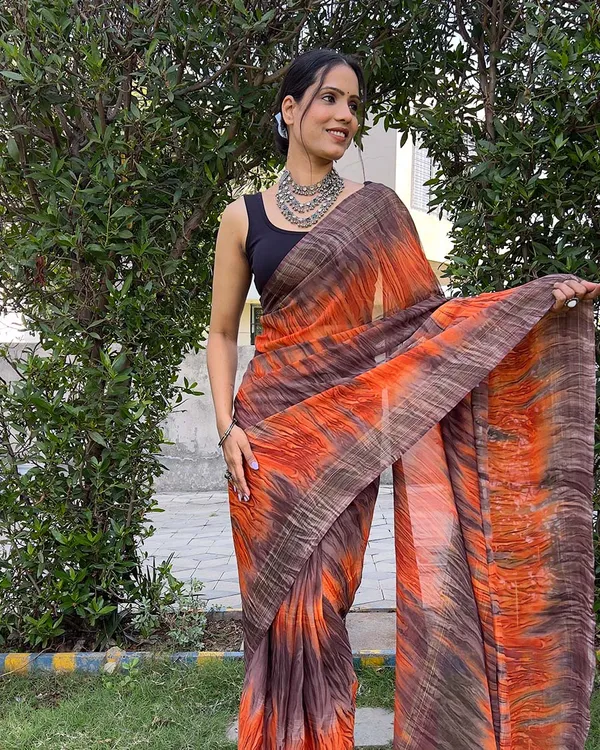 Orange_color_1-Minute_Ready_To_Wear_Naylon_Saree_With_Blouse_Piece