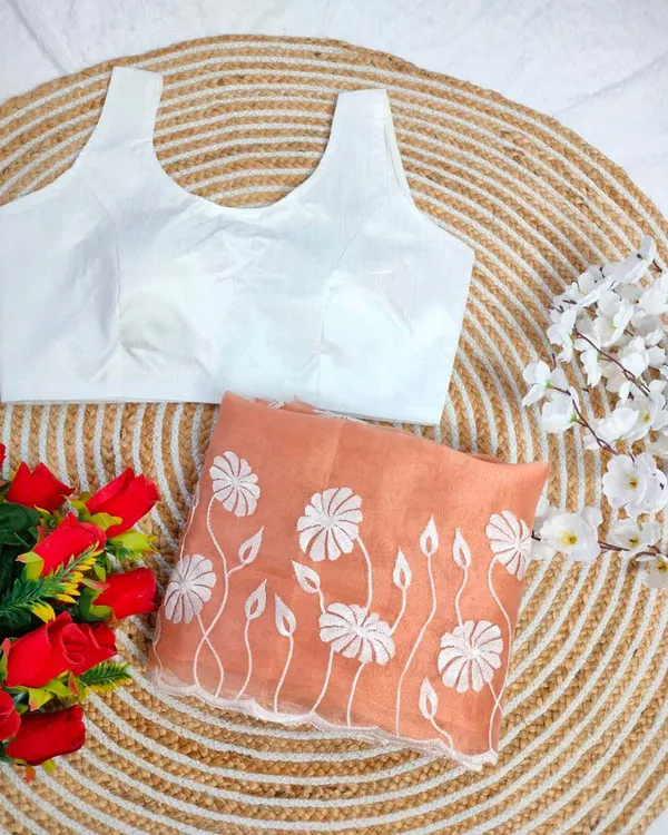 Cream_Color_1_-_Minute_Ready_to_Wear_Soft_Organza_Saree_with_Unstitch_Blouse_Piece