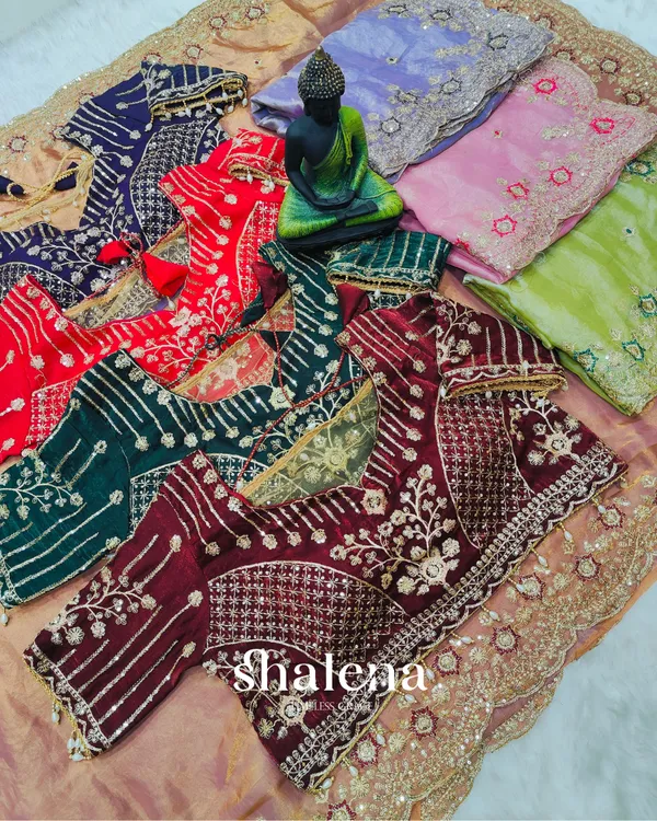 Enamoring_Peach_Fendy_Silk_Sequence_Embroidery_Work_Saree_With_Stitched_Blouse