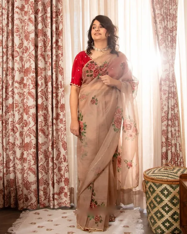 Light_Brown_Color_Organza_1_-_Minute_Ready_to_Wear_Saree_with_Fully_Stitch_Blouse_(Free_Size)_Up_to_44