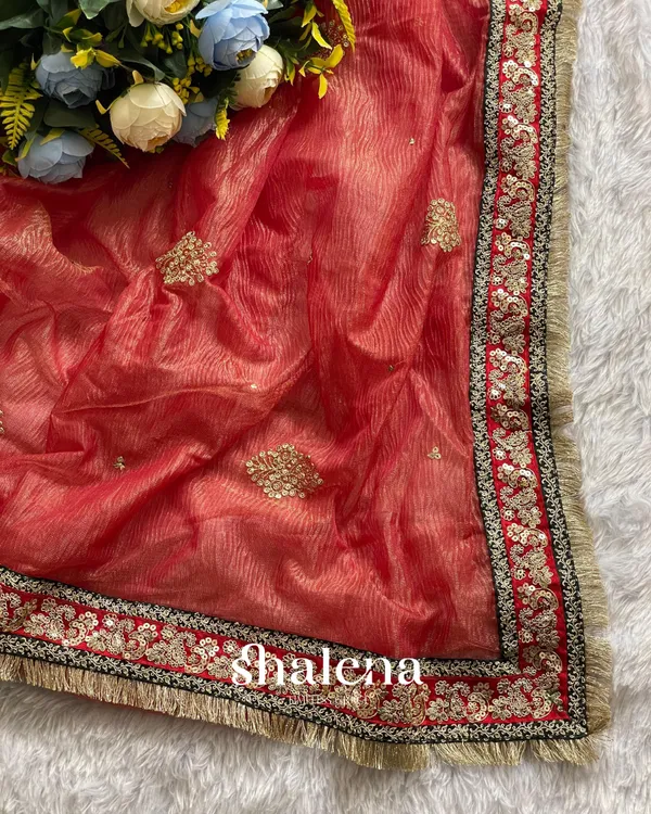 Maroon_color_soft_crush_Embroidery_Sequence_and_Coding_Lace_work_with__beautiful_golden_jari_butta_design