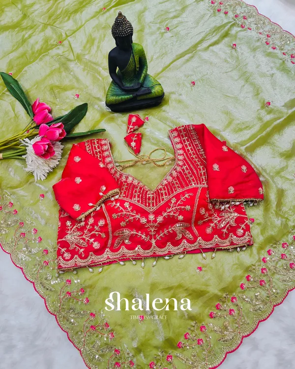 Innovative_Green_Fendy_Silk_Sequence_Embroidery_Work_Saree_With_Stitched_Blouse