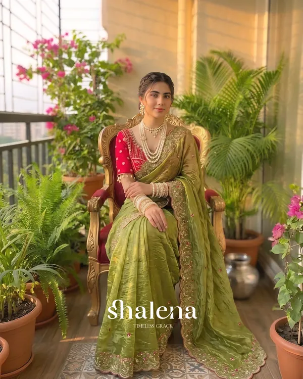 Innovative_Green_Fendy_Silk_Sequence_Embroidery_Work_Saree_With_Stitched_Blouse