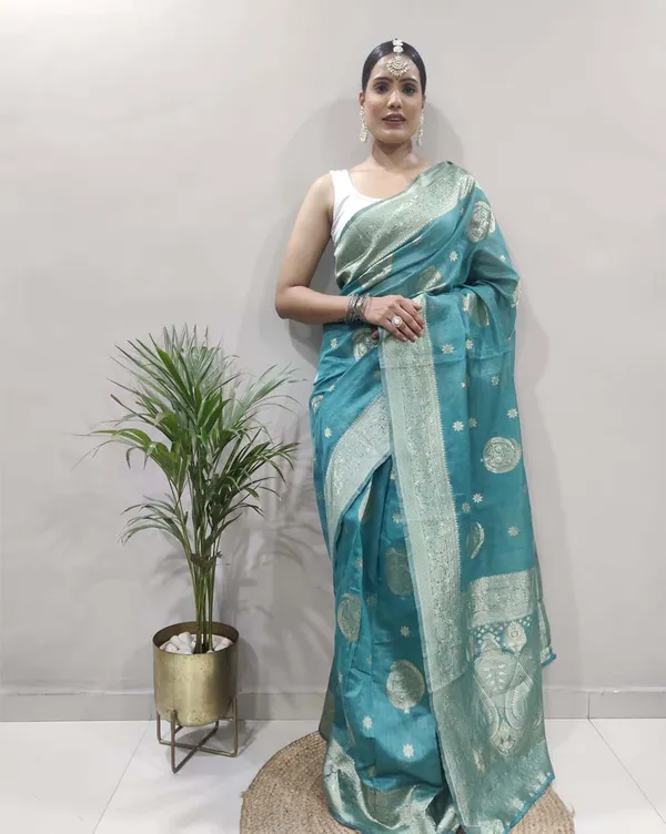 Sky_Blue_Color_1-Minute_Ready_To_Wear_Soft_Banarasi_Silk_Saree_With_Blouse_Piece