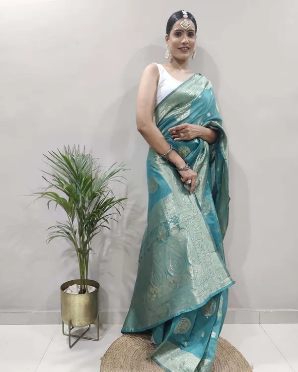 Sky_Blue_Color_1-Minute_Ready_To_Wear_Soft_Banarasi_Silk_Saree_With_Blouse_Piece
