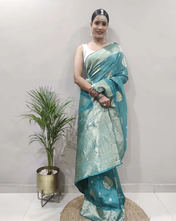 Sky_Blue_Color_1-Minute_Ready_To_Wear_Soft_Banarasi_Silk_Saree_With_Blouse_Piece