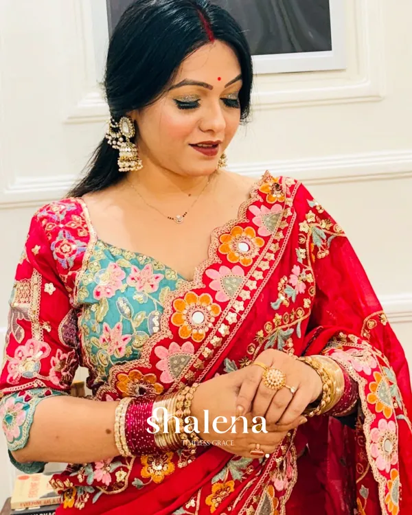 Seraphic_Dark_Red_Rangoli_Silk_Sequence_Embroidery_Work_Saree_With_Stitched_Blouse