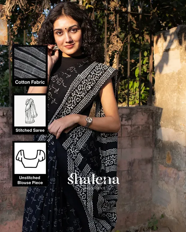 Black_Color_1_-_Minute_Ready_to_Wear_Mulmul_Cotton_Saree_with_Blouse_Piece