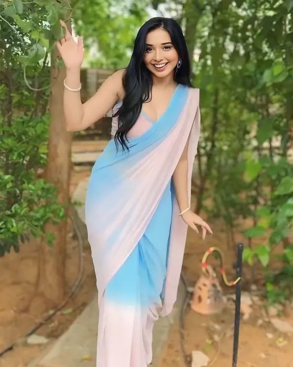 Dual_Color_1-Minute_Ready_To_Wear_Georgette_Saree_With_Blouse_Piece