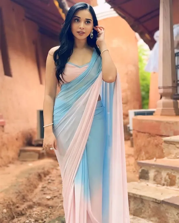 Dual_Color_1-Minute_Ready_To_Wear_Georgette_Saree_With_Blouse_Piece