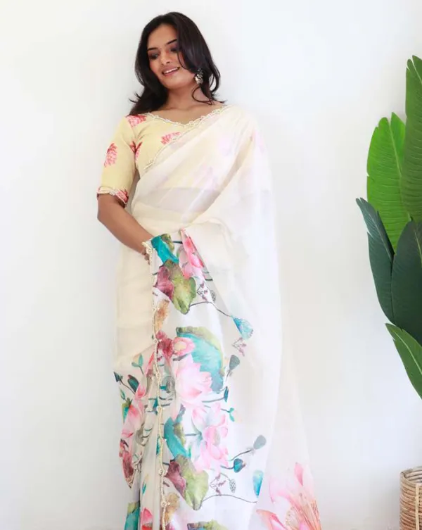 White_Color_1_-_Minute_Ready_to_Wear_Organza_Silk_Saree_with_Fully_Stitch_Blouse_(Free_Size)_Up_to_44