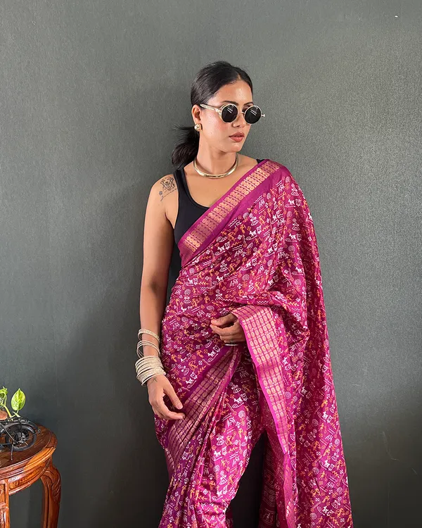Wine_Color_1-Minute_Ready_To_Wear_Georgette_Saree_With_Blouse_Piece