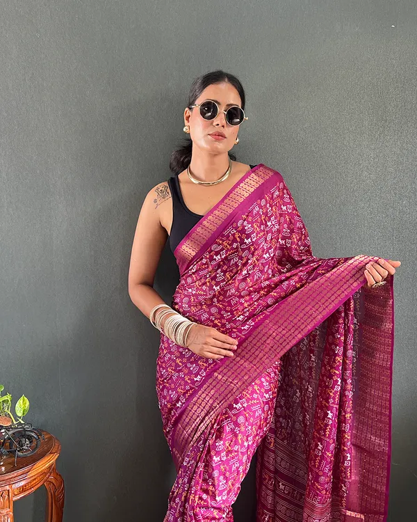 Wine_Color_1-Minute_Ready_To_Wear_Georgette_Saree_With_Blouse_Piece