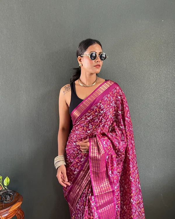 Wine_Color_1-Minute_Ready_To_Wear_Georgette_Saree_With_Blouse_Piece