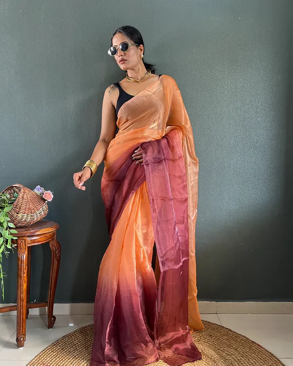 Orange_Wine_Color_1-Minute_Ready_To_Wear_Georgette_Saree_With_Blouse_Piece