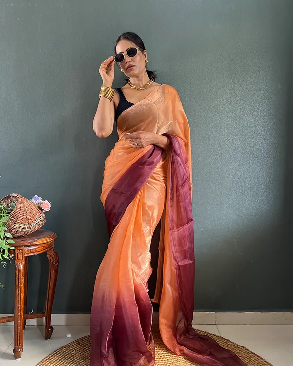 Orange_Wine_Color_1-Minute_Ready_To_Wear_Georgette_Saree_With_Blouse_Piece