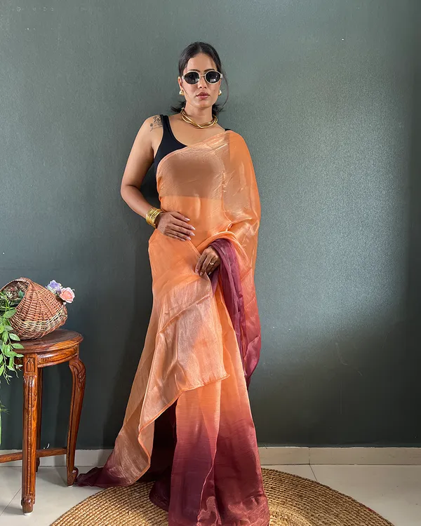 Orange_Wine_Color_1-Minute_Ready_To_Wear_Georgette_Saree_With_Blouse_Piece