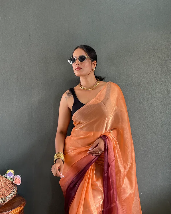 Orange_Wine_Color_1-Minute_Ready_To_Wear_Georgette_Saree_With_Blouse_Piece