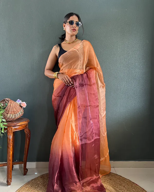 Orange_Wine_Color_1-Minute_Ready_To_Wear_Georgette_Saree_With_Blouse_Piece