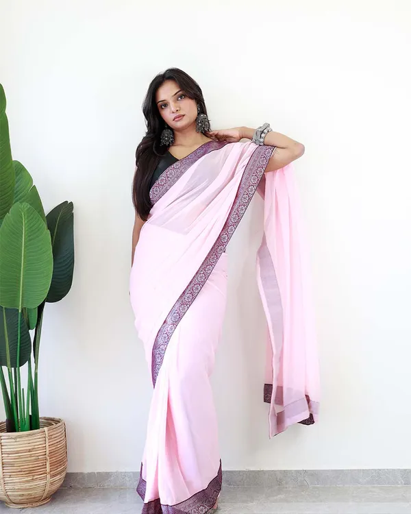 Calm_Pink_Colour_1-Minute_Ready_To_Wear_Georgette_Saree_With_Blouse_Piece