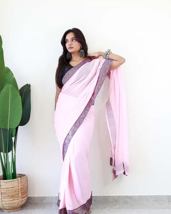 Calm_Pink_Colour_1-Minute_Ready_To_Wear_Georgette_Saree_With_Blouse_Piece