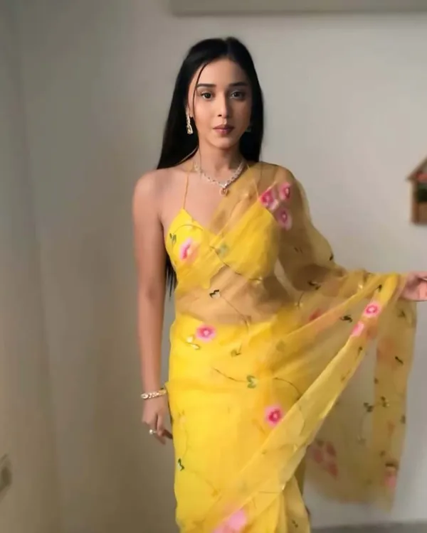 Yellow_Color_1-Minute_Ready_To_Wear_Organza_Saree_With_Blouse_Piece