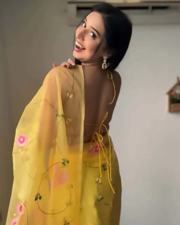 Yellow_Color_1-Minute_Ready_To_Wear_Organza_Saree_With_Blouse_Piece