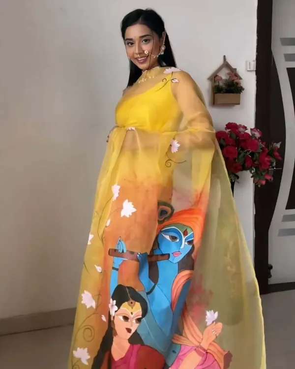 Yellow_Color_1-Minute_Ready_To_Wear_Organza_Saree_With_Blouse_Piece