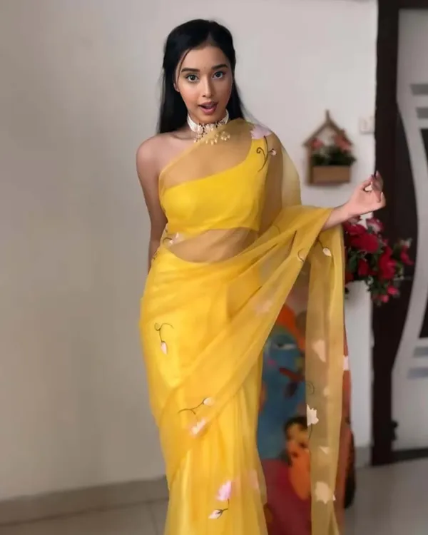 Yellow_Color_1-Minute_Ready_To_Wear_Organza_Saree_With_Blouse_Piece
