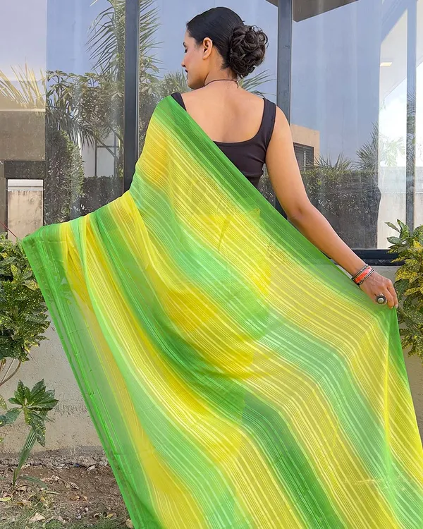 Parrot_Green_color_1-Minute_Ready_To_Wear_Naylon_Saree_With_Blouse_Piece