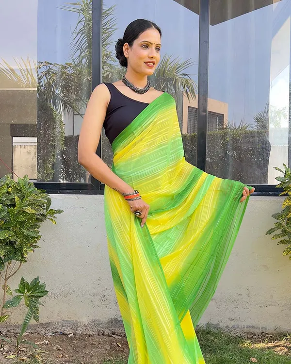 Parrot_Green_color_1-Minute_Ready_To_Wear_Naylon_Saree_With_Blouse_Piece