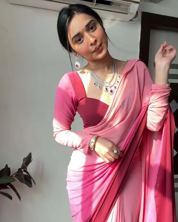 Pink_And_Marron_Color_1-Minute_Ready_To_Wear_Georgette_Saree_With_Blouse_Piece